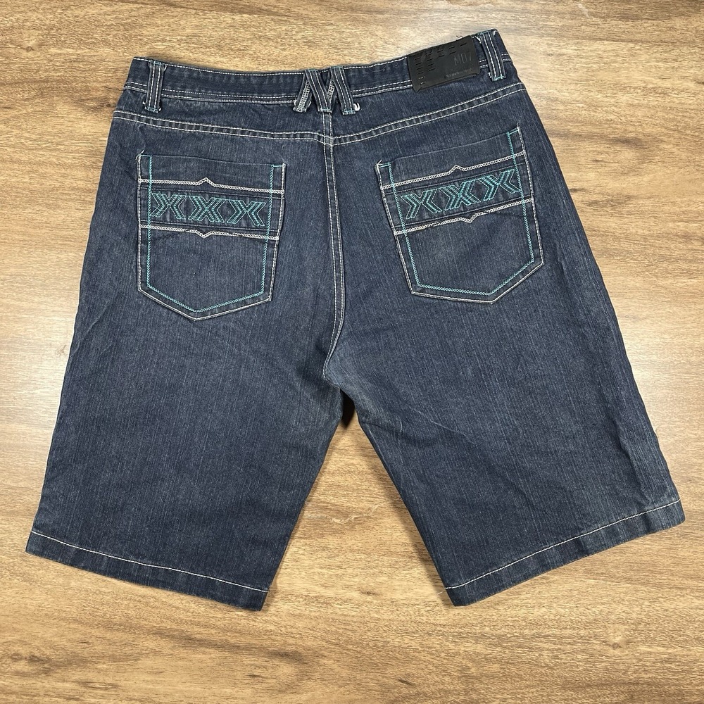 MOST Official Seven Mens 38 Y2K Dark Wash Denim Jeans Hip Hop Skater Baggy Jorts